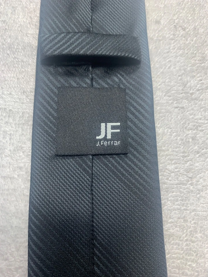 J FERRAR MENS TIE SOLID BLACK WITH PATTERN 2.5 X 60 - Image 4 of 4