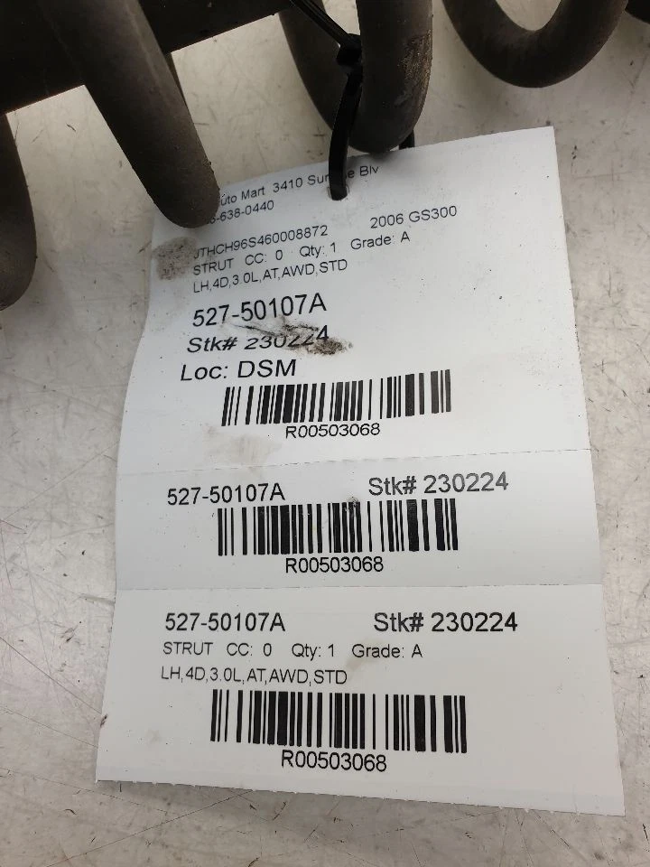 2006 LEXUS GS300 3.0L AWD AT DRIVER SIDE REAR STRUT ASSEMBLY  - Image 4 of 4