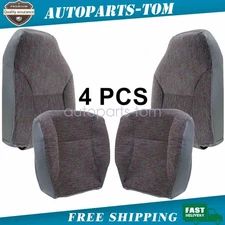 Driver & Passenger Bottom & Back Cloth Seat Cover Gray For 98-02 Dodge Ram 1500