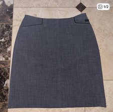 Lauren Ralph Lauren Gray Solid Straight  Pencil Knee Length Skirt Regular Women