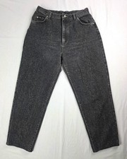 Vtg Lee Relaxed Fit Black Denim Jeans Women's Size 16P 34" x 26" Made in USA 90s