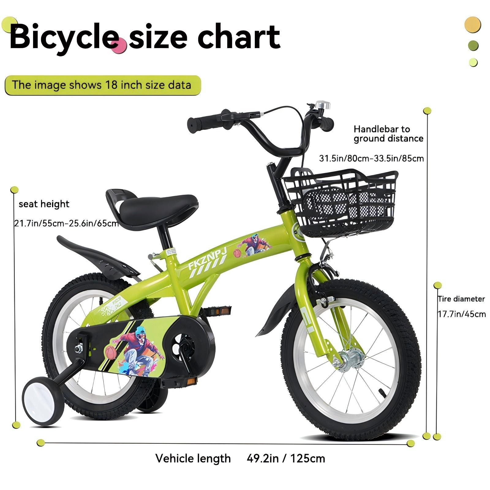 18 inch Kids Bike with training wheels for boys and girls aged 5-10 years,Green