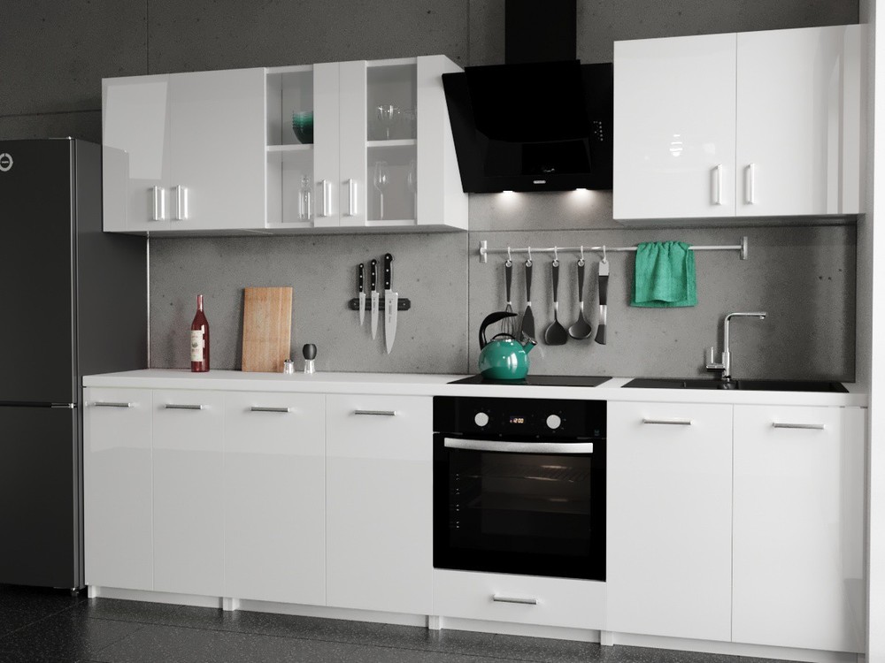 KITCHEN 280cm KITCHEN UNIT KITCHEN BLOCK MODERN fitted kitchen white gloss