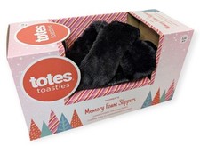 Totes Toasties Memory Foam Slippers Black Criss Cross Open Toe Sz LARGE 8-9 New