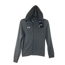 Under Armour Boys Youth Large Rival Fleece FZ Hoodie Dark Gray Full Zip NEW