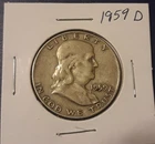 1959 D franklin  silver half dollar 50C coin 90% Silver