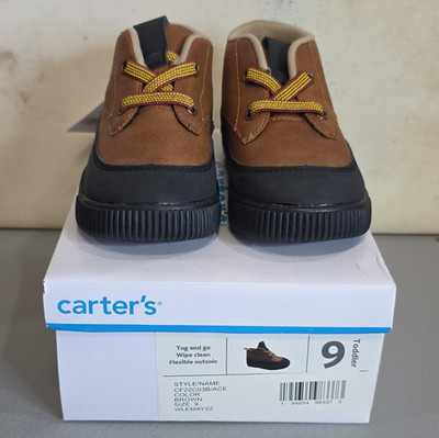Carter's Toddler Brown/Black Lace-Up Casual Sneakers, US 9, Ankle Shaft