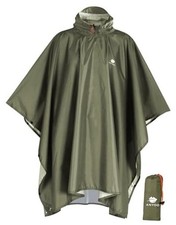 Hooded Rain Poncho for Adults Waterproof Lightweight Rain Coat for Army Green