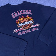 Vintage 90s Harley Davidson Flames Iowa Long Sleeve Sweatshirt Made in USA XL