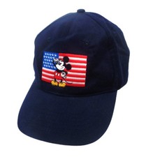 Disney Mickey Mouse Hat Cap Strap Back Navy Embroidered USA Flag Patriotic Adult