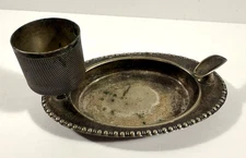 Vintage YEOMAN PLATE ASHTRAY ENGLAND, Silver Plate, Match Holder/Cigarette Rest
