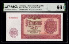 Germany, Democratic Republic 1955 - 50 Deutsche Mark P#20a - PMG Gem UNC 66