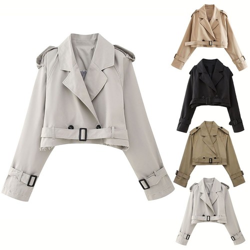 Jacke Mäntel Frauen Lange Ärmel Polyester Schwarz Dunkelbraun Hellgrau - Bild 3 von 20