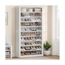 Hzuaneri Shoe Storage Cabinet, 10 Tiers Freestanding Shoe Cabinets, Wooden Sh...