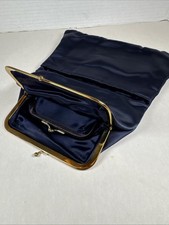 Vintage Coblentz Original Navy Blue FoldOver Clutch w/2 Clam Clasp Compartments