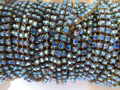 6 Feet Swarovski Rhinestone chain 18pp Sapphire AB/Brass