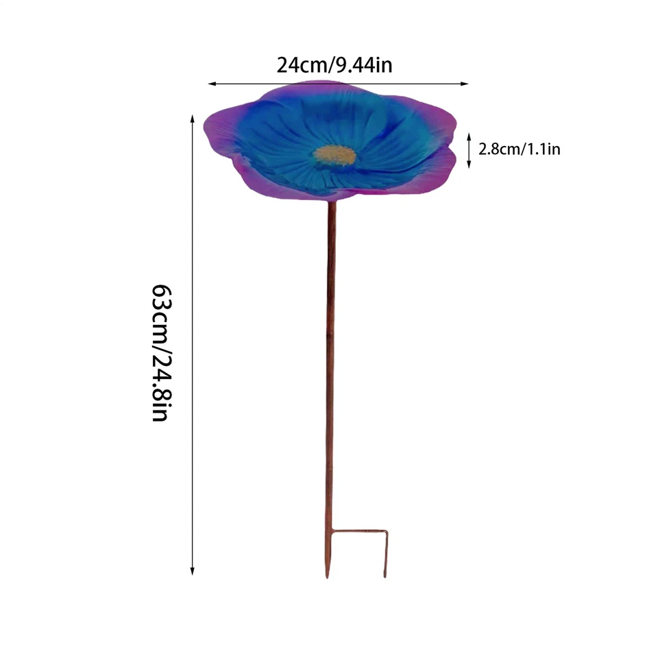 Flower Shape Wild Bird Feeder Stake Birdseed Holder, Bird Bath Garden Stake  - Image 4 of 4