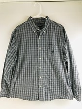 Chaps Shirt Men's Size XL Black White Gray Plaid Button Down Long Sleeve Pocket