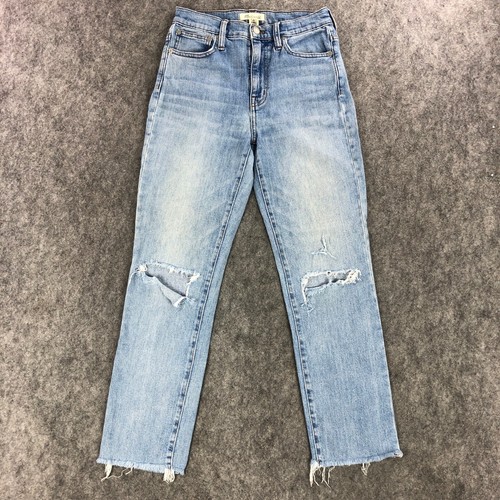 Madewell Damen Jeans 24 Blau Slim Crop Boyfriend High Rise Fransensaum Distressed - Bild 1 von 12
