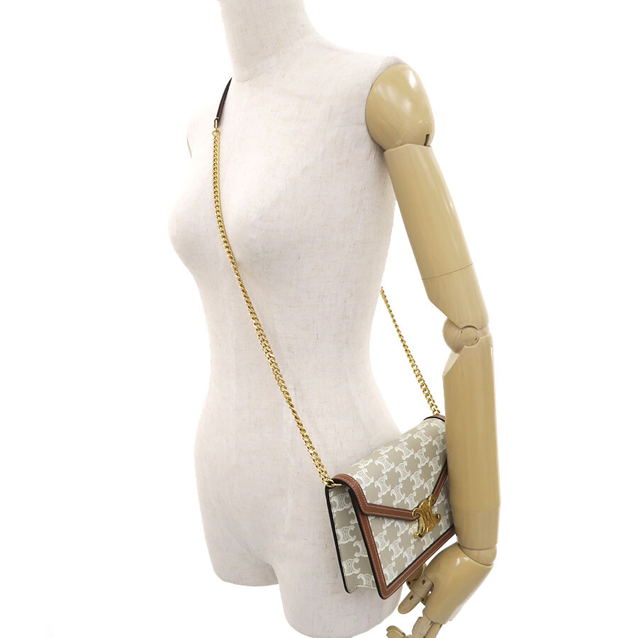 Celine Chain Wallet Margo Color Beige W:7.68×H:4.92×D:1.57