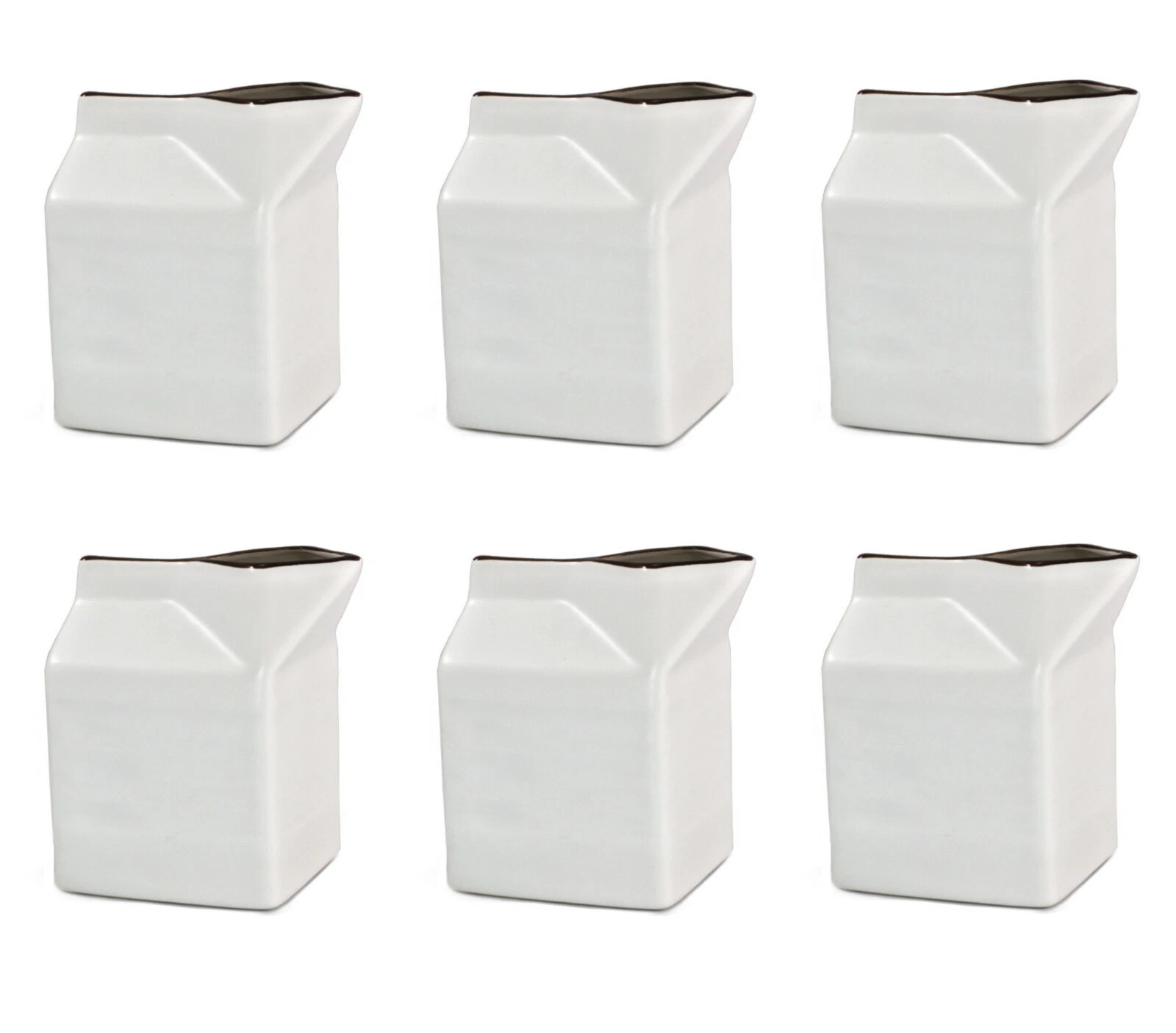 HIGH QUALITY WHITE PORCELAIN MILK CARTONS 200ML PACK OF 6 FOR SERVING MILK
