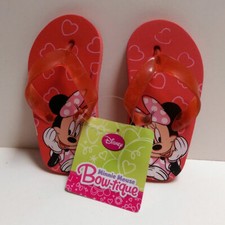 Flip Flops Beach Sandals Disney Minnie Mouse Hearts Red Toddler Kids Girls 5/6
