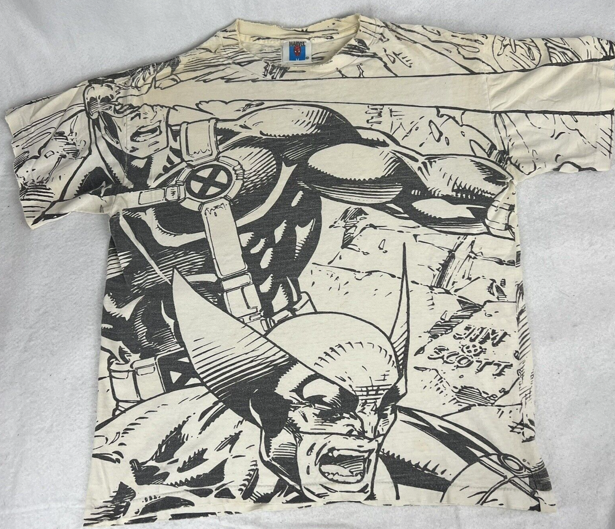 Vintage X-MEN All Over Print T-shirt M 90s Marvel AOP