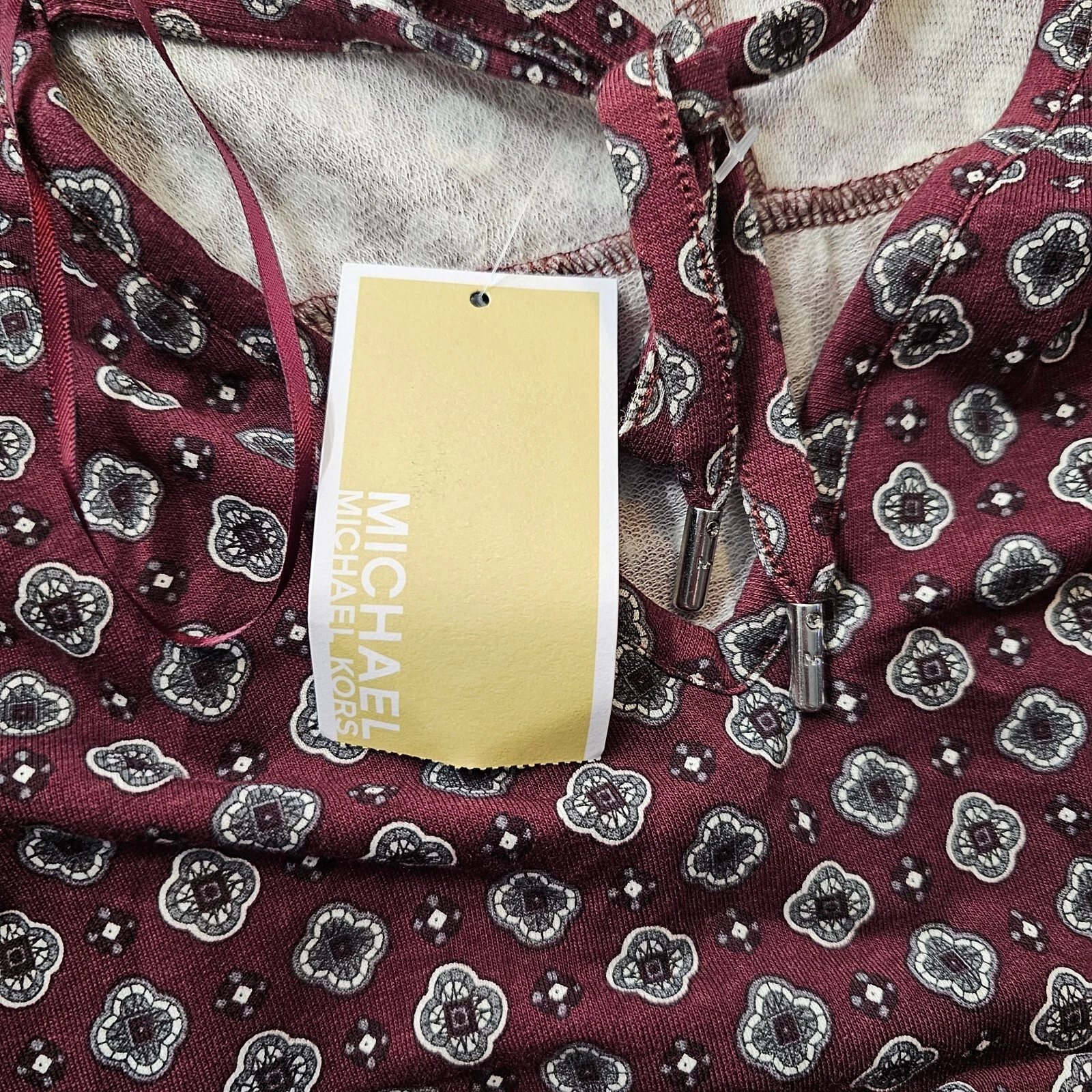 Abito estivo donna Michael Michael Kors Merlot vita liscia marrone grande nuovo con etichette