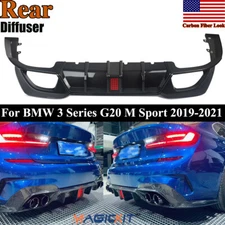 Rear Diffuser Lip Fit 19-22 BMW 3 Series G20 Sport 330i M340i CARBON FIBER STYLE
