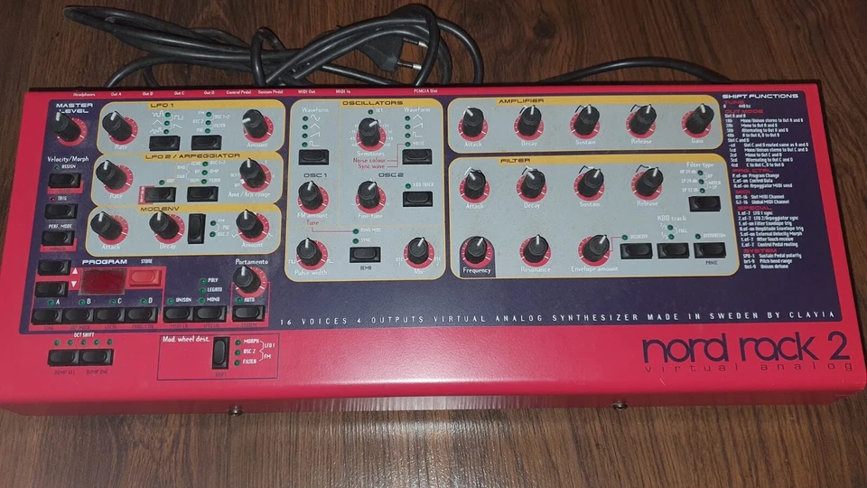 Clavia Nord Lead Rack 2 - Virtual Analog Synthesizer, 16 Voices, 4 Outputs- 1A
