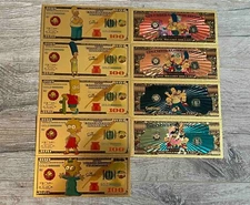 Simpsons - Cartoon Gold Foil Souvenir Set - 9 Notes in a set