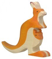 Holztiger 80193 KäNguruh Mit Jungem Holzfigur Bemalt