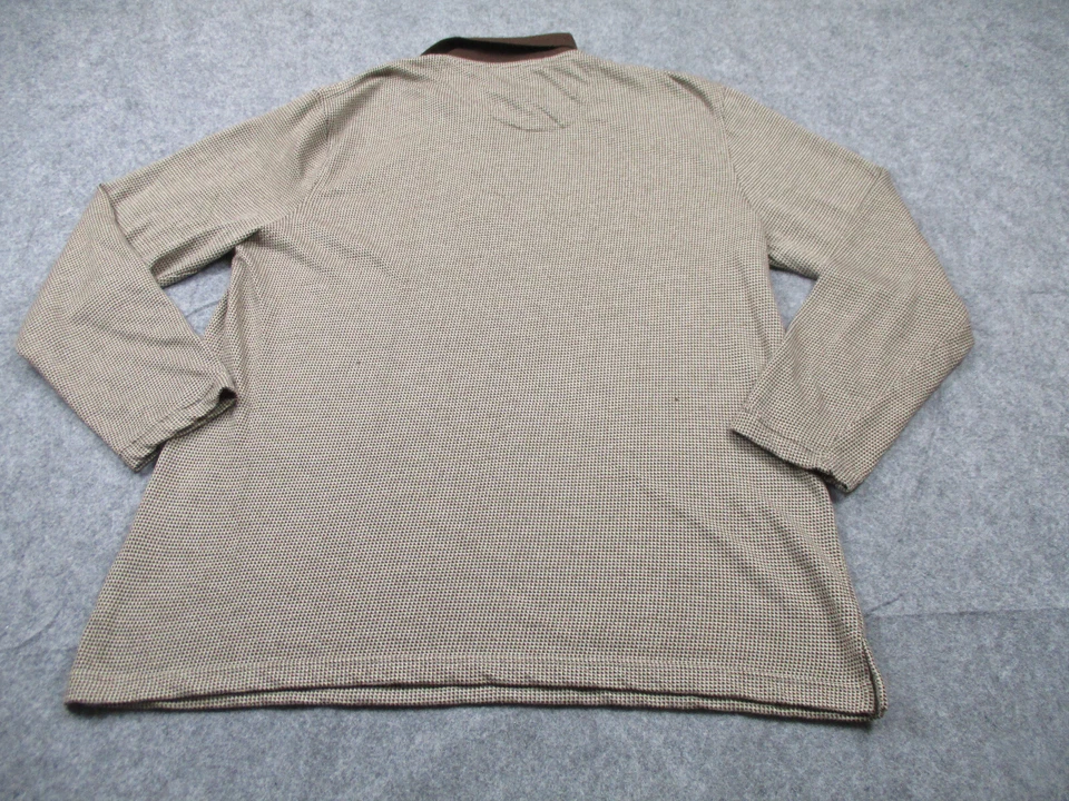 Camisa Polo Andrew Fezza Para Hombre Extra Grande Marrón A Cuadros Manga Larga Informal Foto 4 de 4