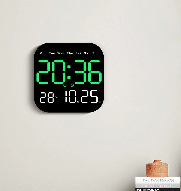 Reloj de Pared LED Grande Digital Control Remoto Temperatura Fecha Semana Pantalla Set EE. UU. Foto 3 de 4