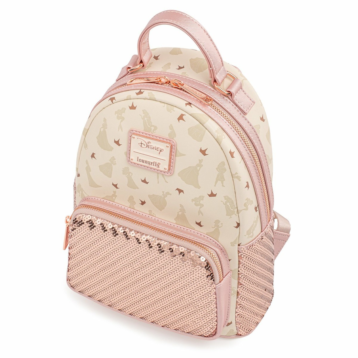 Loungefly Disney ULTIMATE PRINCESS Pink Sequin Mini Backpack  display picture 1