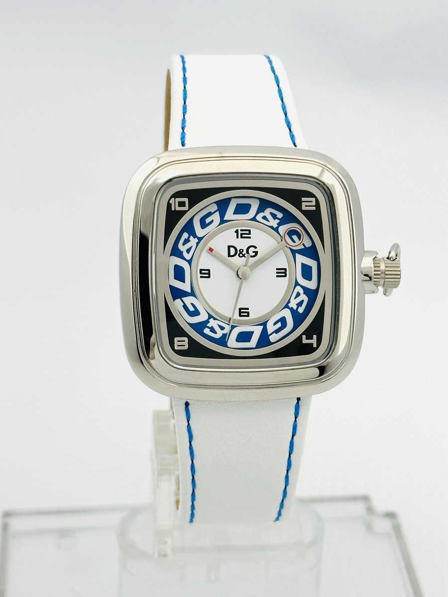 D&G CHEROKEE WHITE & BLUE STITCHING LEATHER UNISEX WATCH DW0182 | eBay