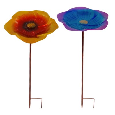 Bird Bath Garden Stake Iron Feeder Feeding Station Outdoor Decor Flower MetalMö