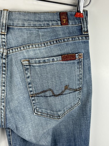VTG 7 For All Mankind Womens Jeans Size 28 Boy Cut Low Rise Bootcut Blue - Picture 10 of 12