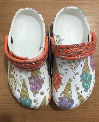 Crocs Kids Girls Shoes Ice Cream  Clogs, Slip On Shoes 11 12 13