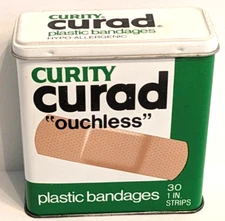 Colgate-Palmolive Curity Curad "Ouchless" Plastic Bandages Tin (Empty)