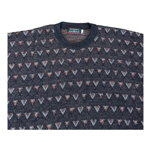 VTG Tundra for Bachrach Canada Wool Sweater Men XL Crew Neck Gray Geometrical - Picture 5 of 9