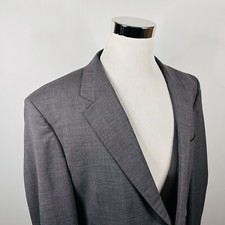 Jos A Bank 46L Sport Coat 100 Wool Gray Two Button Lined Vented