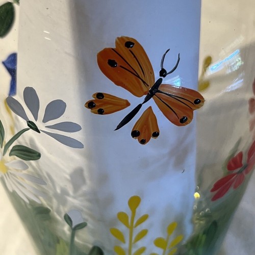 6 Romania Crystal Art Glass Hand Painted Flowers Butterfly Bee Detail - Bild 11 von 11