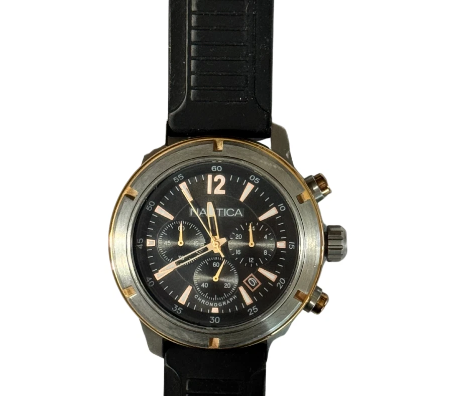 Nautica N17654G BFD Chronograph Watch Black Silicone Strap Discontinued - Image 2 of 4
