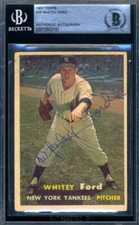 Whitey Ford Beckett BAS Signed 1957 Topps Autograph
