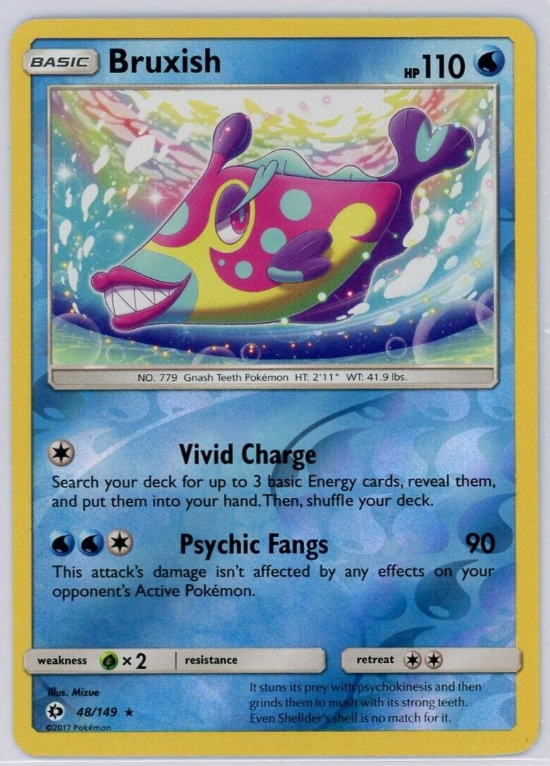 Pokemon TCG Bruxish Sun & Moon Base 48/149 Reverse Holo Rare
