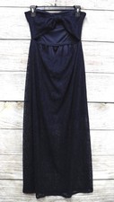 Bailey Blue Strapless Open Bow Back Lace Maxi Dress Womens Large Navy Blue New