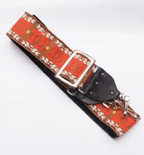 Vintage Geometric Tapestry Jacquard Camera strap 36" orange brown white