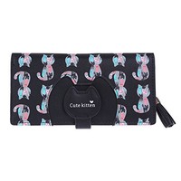 Damara Dainty Cats Allover Snap Bifold Wallet,black Damara Dainty Cats Allover Snap Bifold Wallet,black