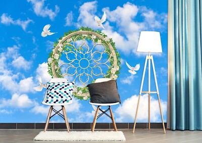 3D Sky Dove Wreath G2284 Wallpaper Wall Murals Removable Self-adhesive Honey